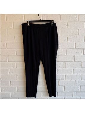 Grace Elements Classic Black Straight Leg Pull on Pants, Elastic Waist Size XL